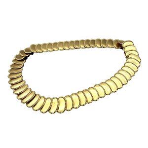 Vintage Elastic Belt with Overlapping Gold Tone Ovals, 94 GRD Glamrock 80s 90s